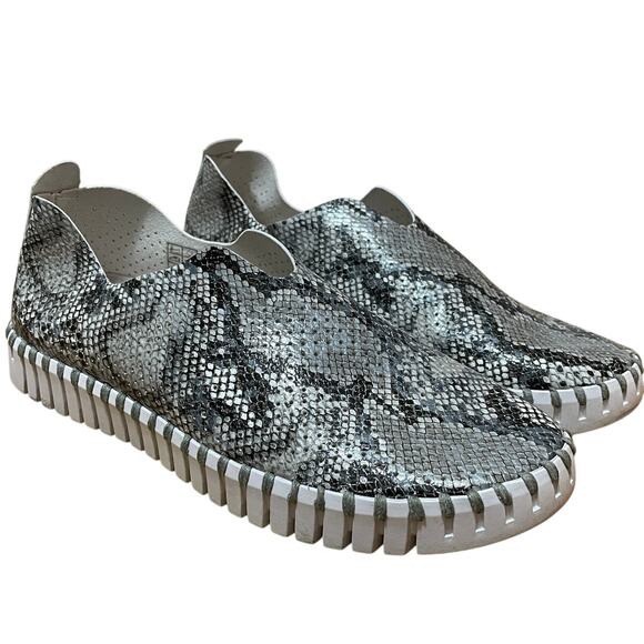 ILSE JACOBSEN Tulip 139 Women's 38 Slip On Snake Skin Easy Casual Slide Sneakers - Picture 1 of 7